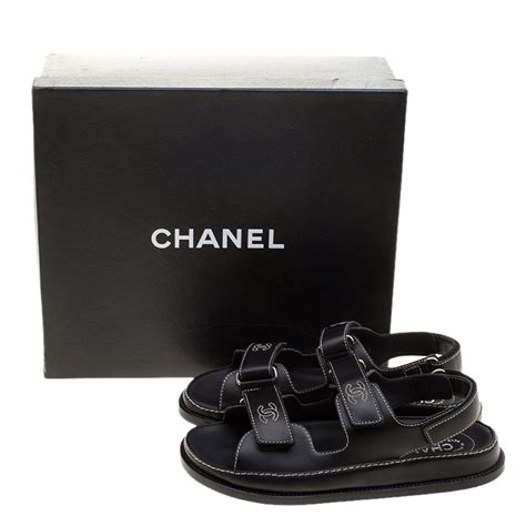 chanel flat black sandals|flat chanel sandals women.